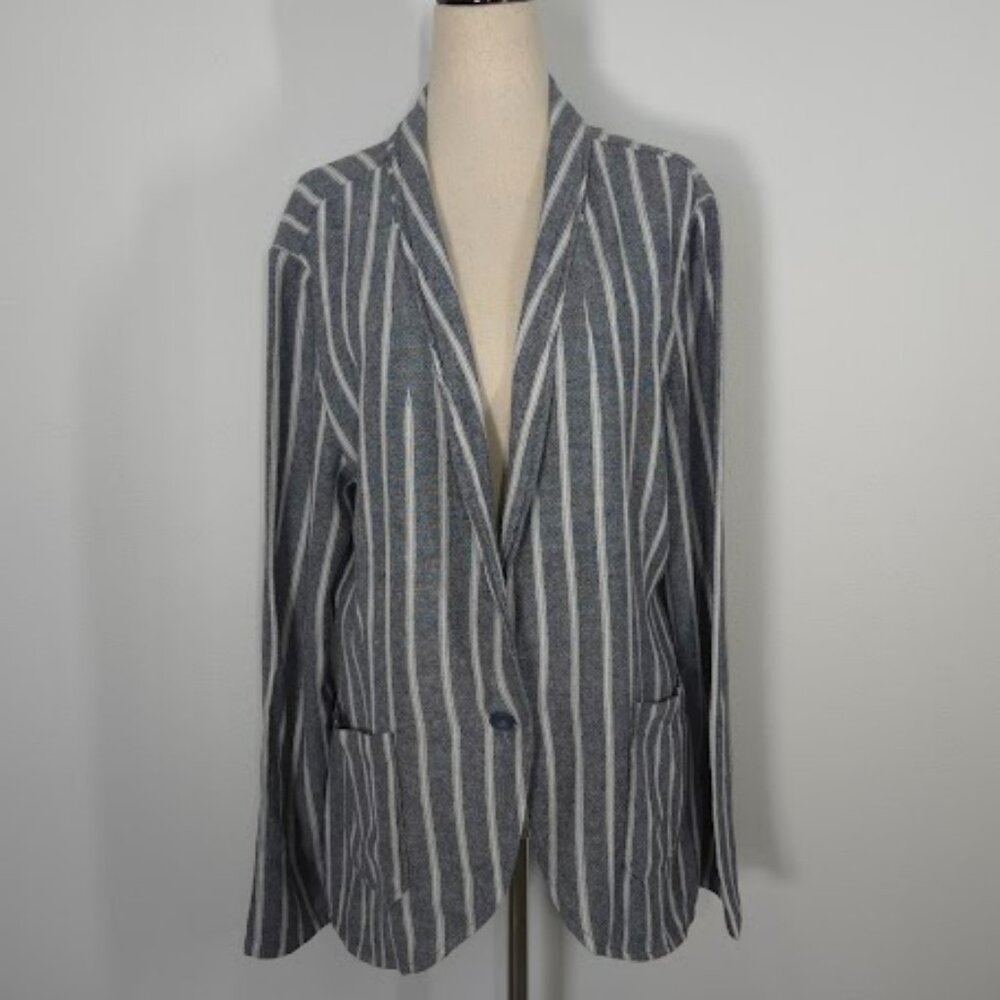 SANCTUARY linen blend button blazer striped Sz XL